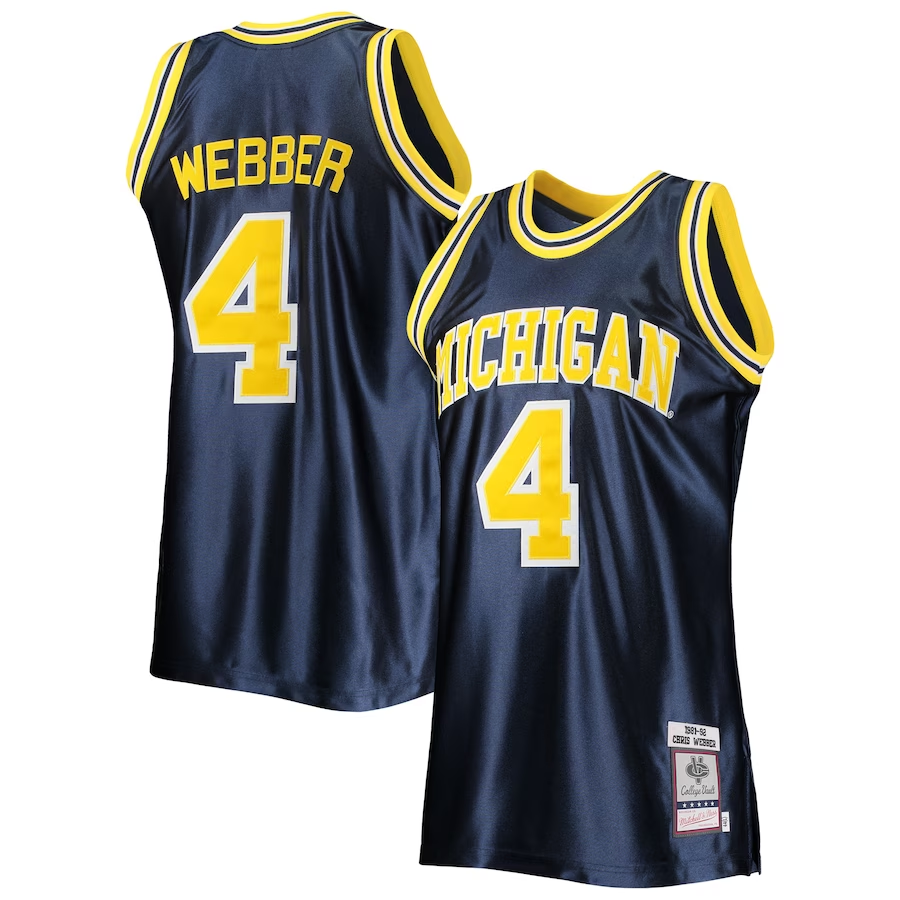 Men's Michigan Wolverines Chris Webber #4 Navy Team Basketball Jersey